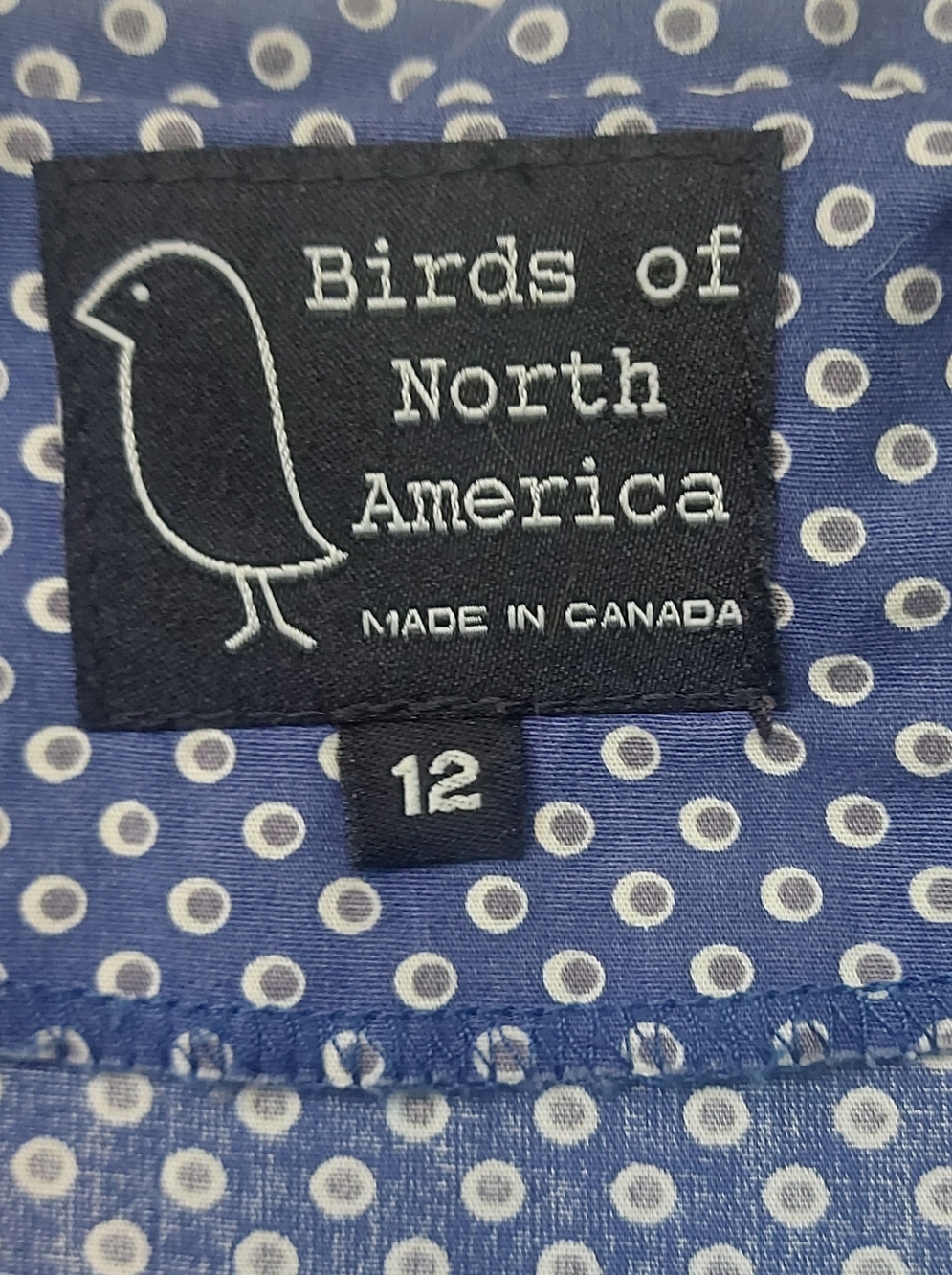 Birds of North America Blue Polka Dot Shirt Dress Button Front Fit&Flare Size 12 - Picture 4 of 14